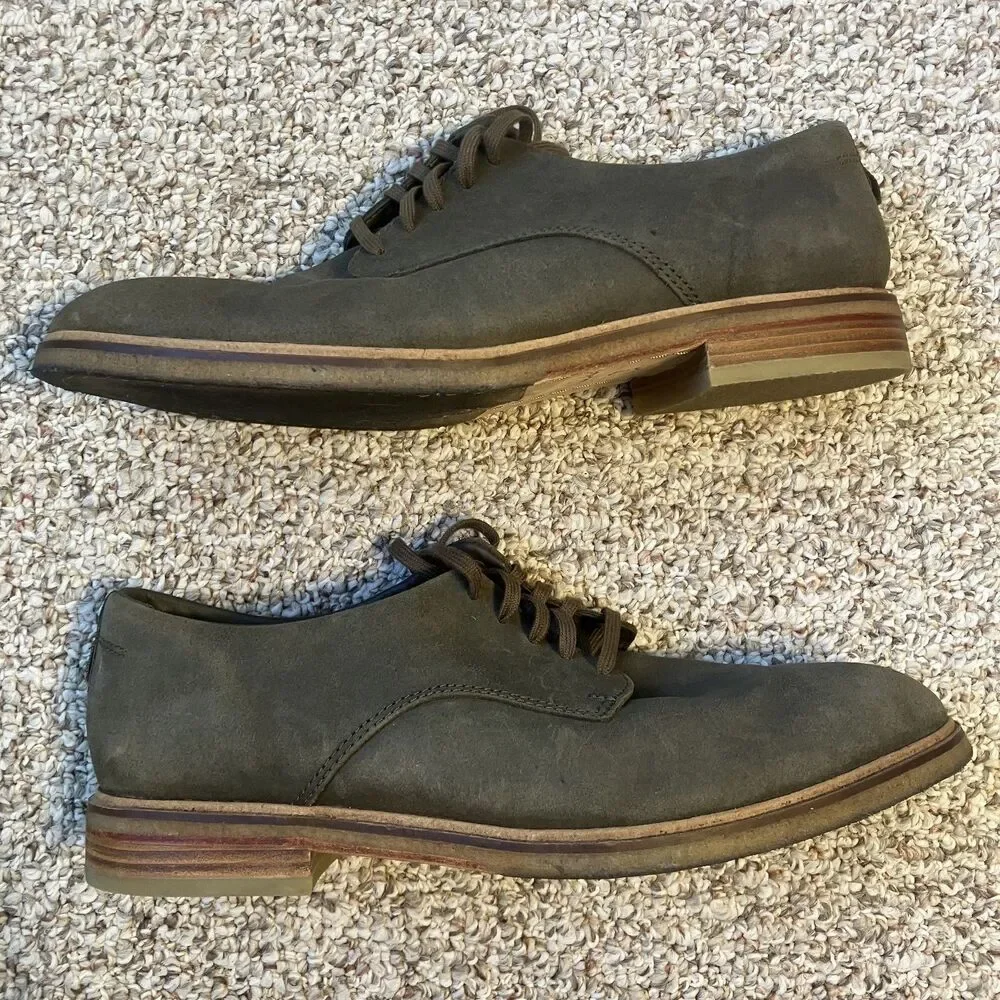 Clarks Mens Lace Up Shoes Size 12 M Gray Suede Oxford Work Office Comfort Classy